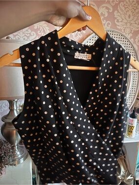Express Black Polka Dot Sleeveless Wrap Top